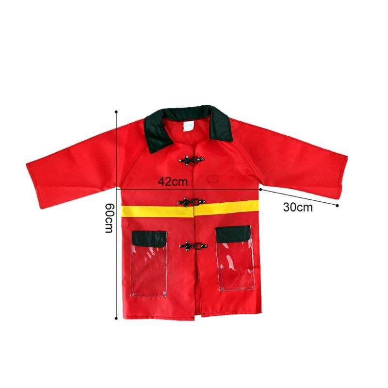 Kids Firefighter Fireman Cosplay Costume Waterproof Jacket Uniforms Clothes Role Play Toy Funny Halloween Party Game