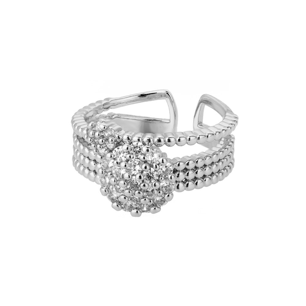 Verstellbare zirkonia-ringe mit blumenmuster für damen, edelstahl, Gold- und silberfarben, paarringe, hochzeitsschmuck, anillos mujer: Versilbert