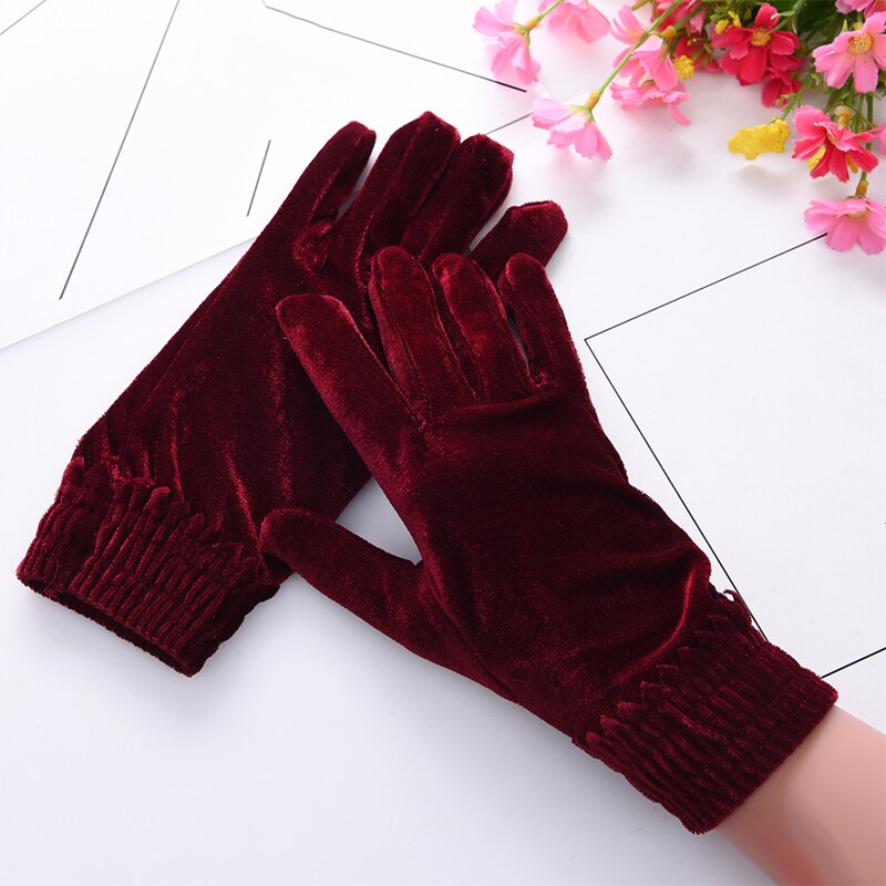 Modernos Guantes de terciopelo para mujer, cálidos Guantes de invierno de satén para mujer, Guantes Térmicos para conducir con dedos completos para mujer, Guantes: 3