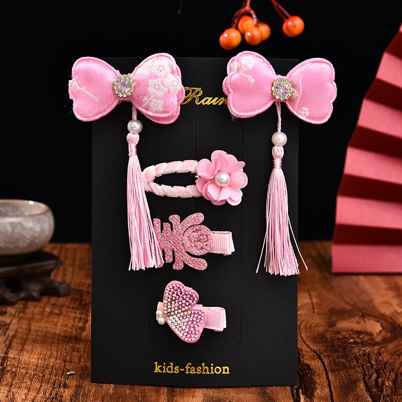 3/5/6 unids/set de horquillas de pelo con borlas de flores bonitas para niños, horquillas de pelo de piel sintética para niñas, horquillas, encantador para niños, accesorios para el cabello