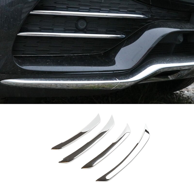 DIYUCAR 4 X Chrome ABS Plastic Fog Light Strip Cover Trim For E Class