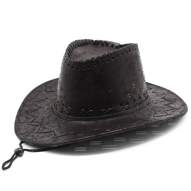 Retro Cowboy Hat Cowgirl Cap Western Style Cool Men Patch Outdoor Horse Riding 56-58cm Hat NZ0036: black