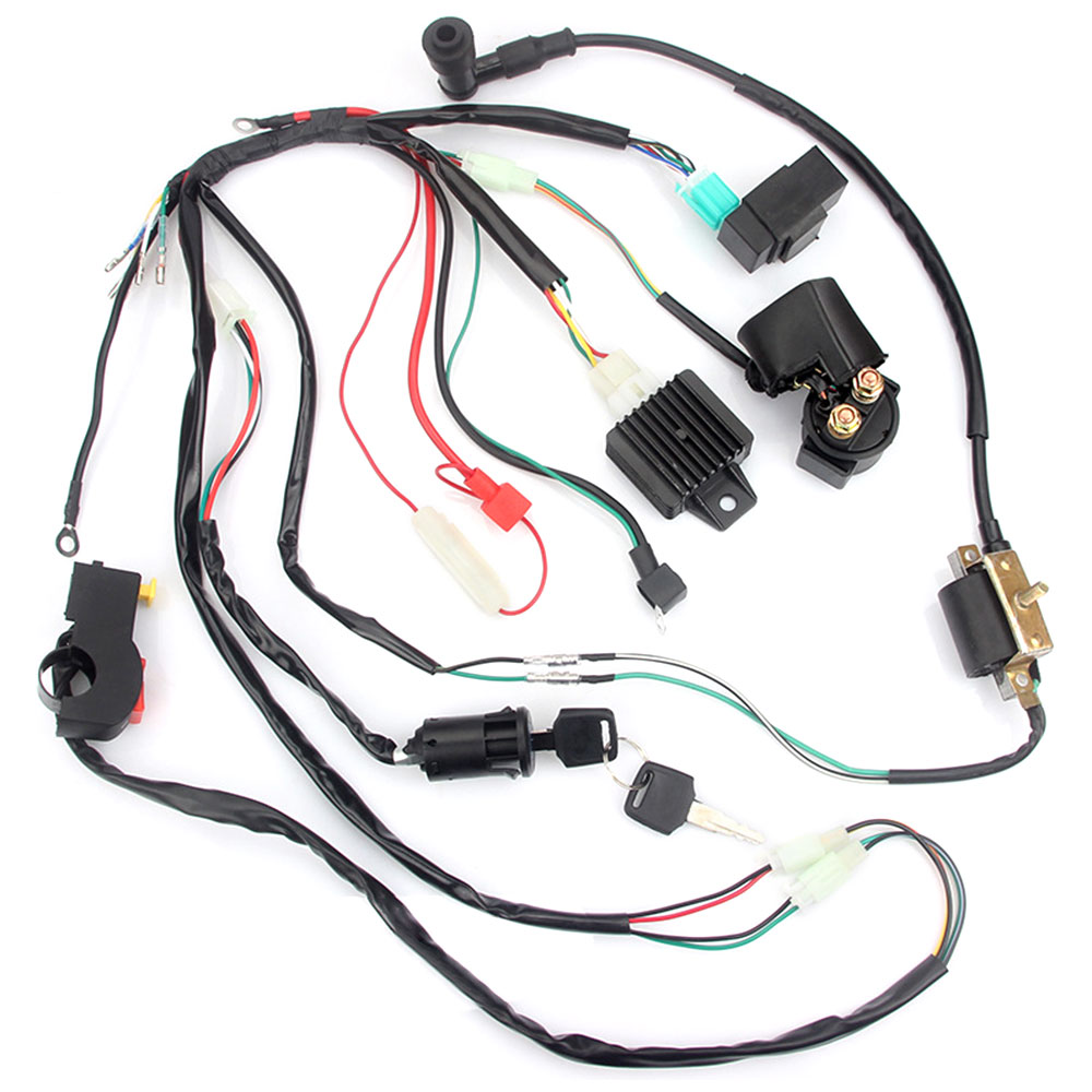 Upgraded Motorbike CDI Wiring Harness Loom Solenoid Ignition Coil Rectifier for 50 70 90 110CC PIT Quad Dirt Bike ATV Accessorie