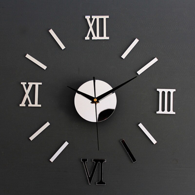 Reloj de pared Digital 3D Romae, reloj adhesivo, moderno, bricolaje, Relojes de pared, cocina, sala de estar, decoración del hogar: silver