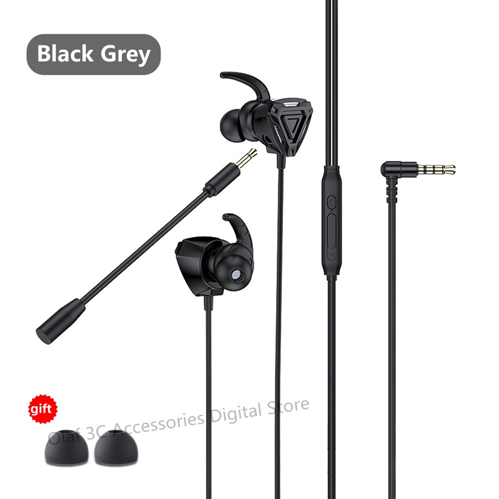 OLAF 3,5 mm słuchawki przewodowe zestaw słuchawkowy do gier basowe słuchawki stereo dla graczy słuchawki douszne z redukcją szumów z podwójnym mikrofonem douszny zestaw głośnomówiący: WHITE