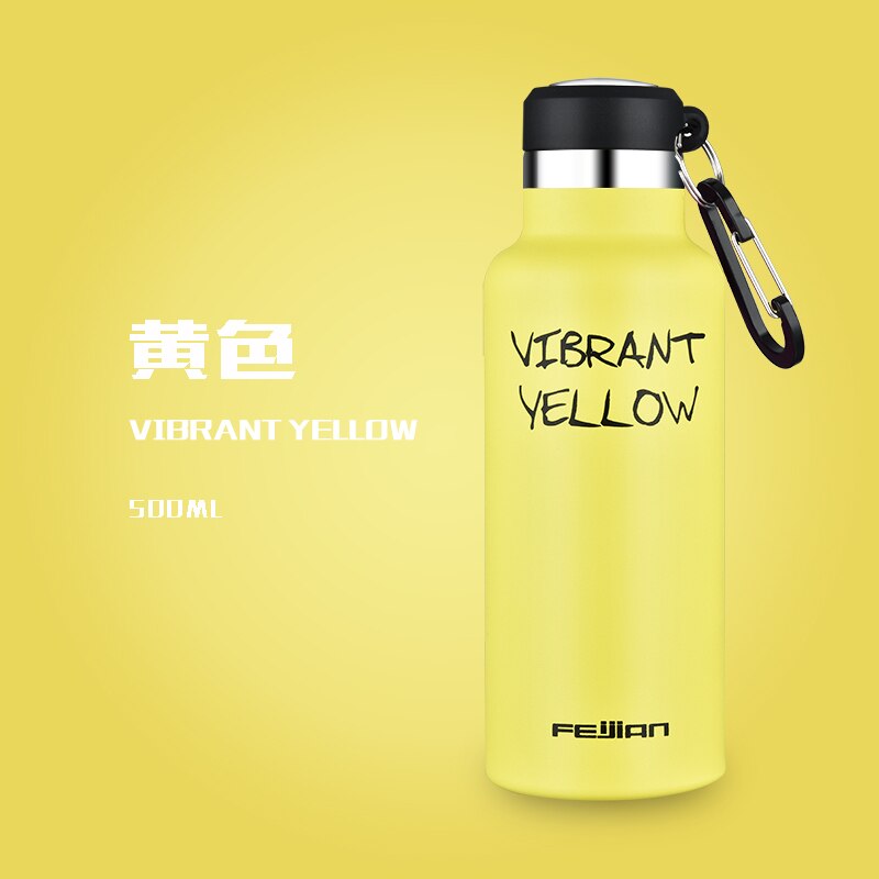 Botella de agua para ciclismo de montaña, con aislamiento térmico, para deportes de bicicleta al aire libre: Amarillo