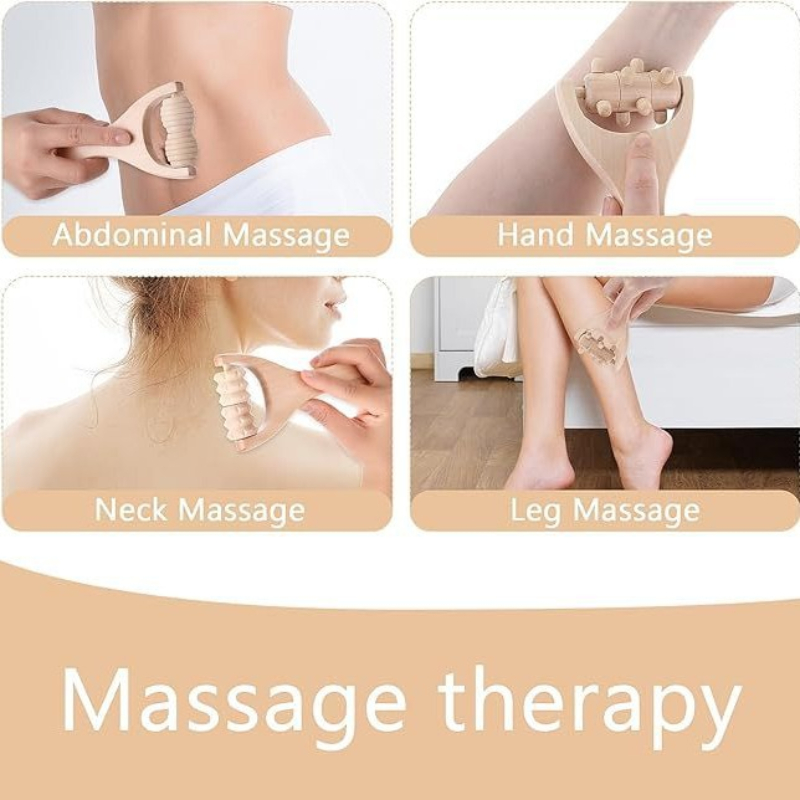 Massageroller-Werkzeug für Taille, Oberschenkel, Beine, Hände, Ganzkörpermassagegerät, Maderotherapie, reines Birnenholz, leichter, natürlicher Muskelroller