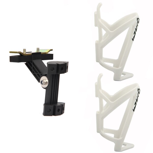 Cykel dobbelt vandflaskeholder buradapter rack cykel sadelholder adapter dobbelt vandflaske tilbage cykelsæde: Sort hvid