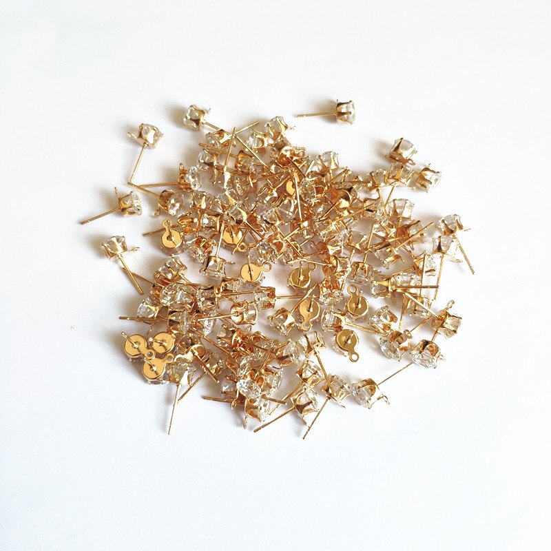 choose color) 200pcs copper with glass rhinest Stud earring/earrings accessories/Earring parts for jewelry making