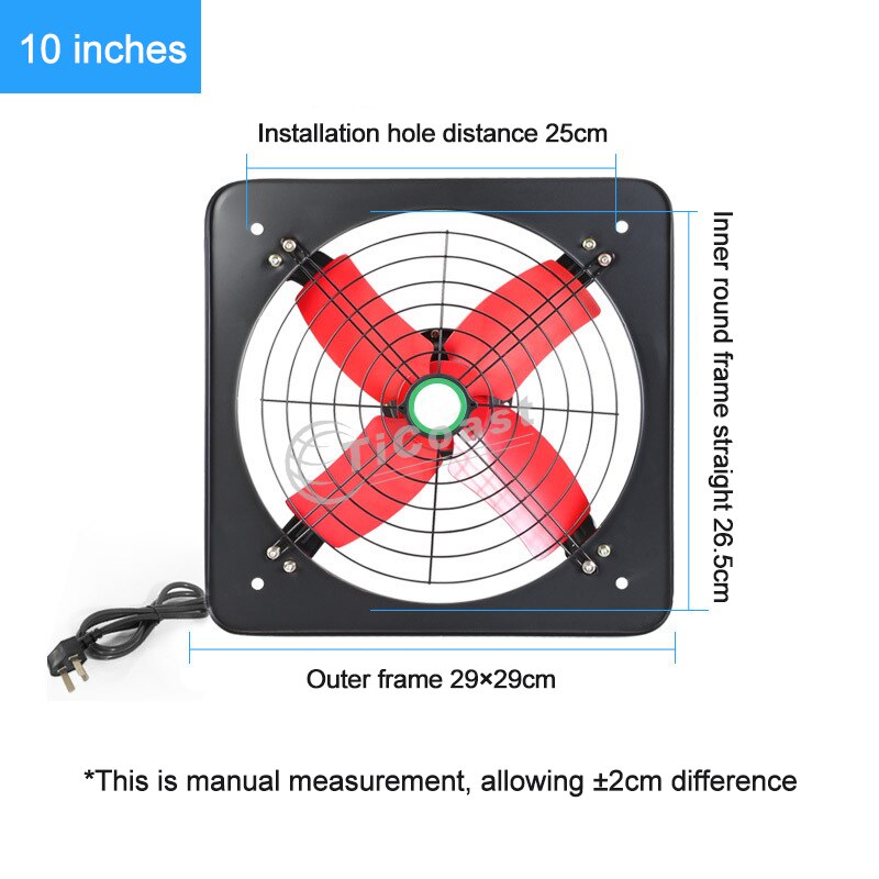 10 inch Silent Powerful Industrial Ventilation Extractor Fan Exhaust Commercial Air Blower Fan for Kitchen Bedroom