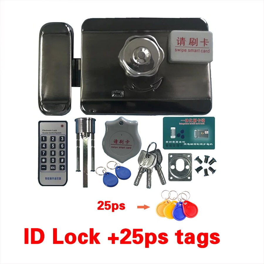 Electric Door &amp; Gate Lock Castle Access Control Electronic Integrated RFID Door Rim Lock Remote Control Optional: S kit 2