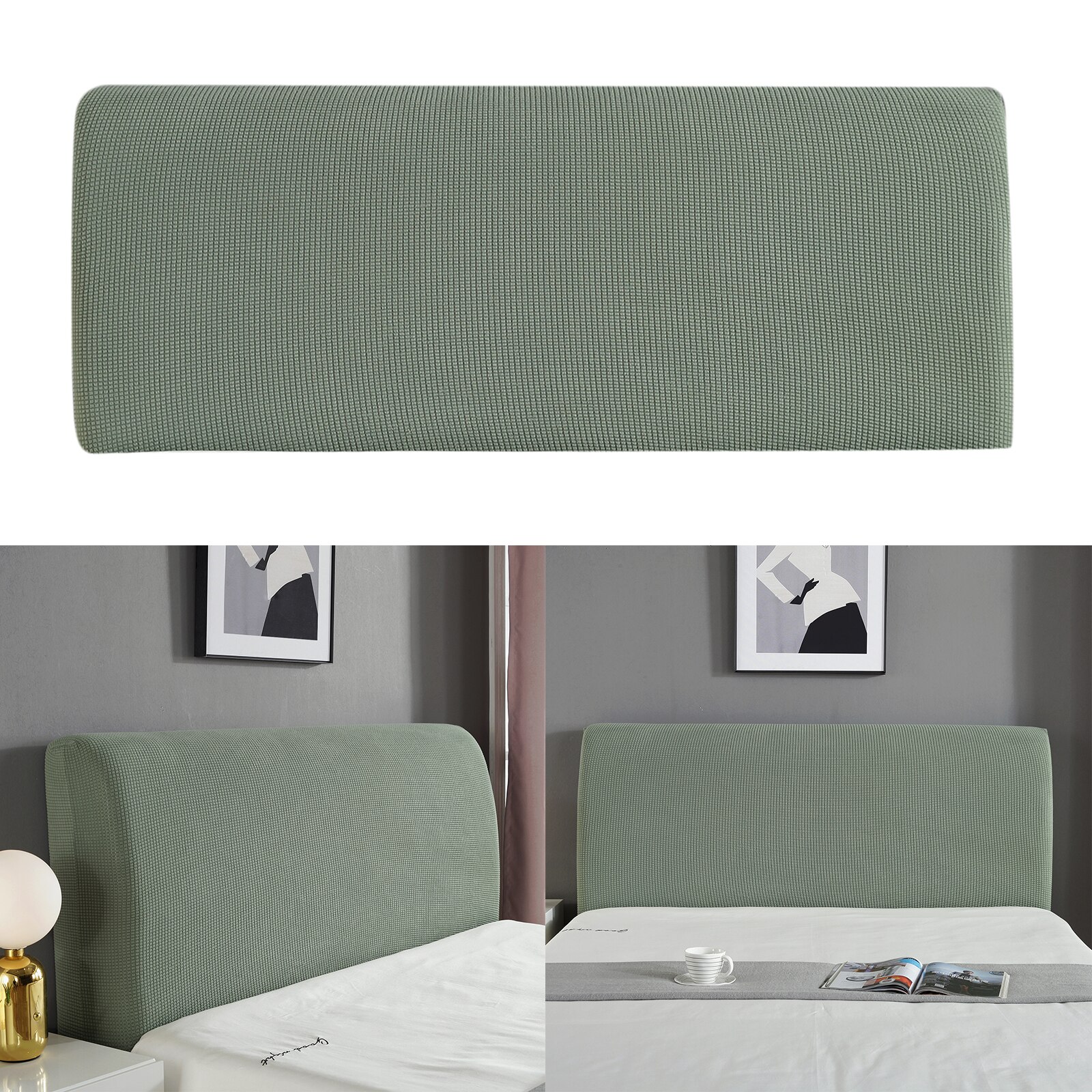 Stræk elastisk seng hovedgærde betræk bed hoved slipcover protector støvtæt 2-2.2m: Matcha grøn