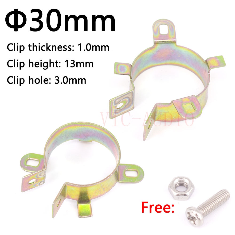 5Pcs Duurzaam Condensator Bracket Klem Houder Clap 30Mm 35Mm 40Mm 50Mm 65Mm 75Mm 90Mm Montage Clip Oppervlak Plating Zink Versterker: WIT