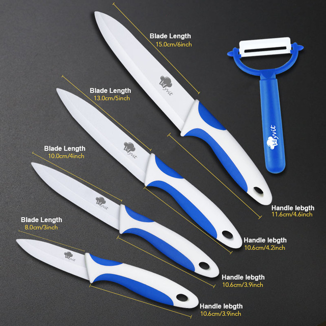 Keramik Messer Küche 3 4 5 6 Zoll Koch Utilityw Halfter Schäler Weiß Zirkonia Klinge Obst Gemüse Kochen Werkzeug 4 stück einstellen: 3456 Bluewhite