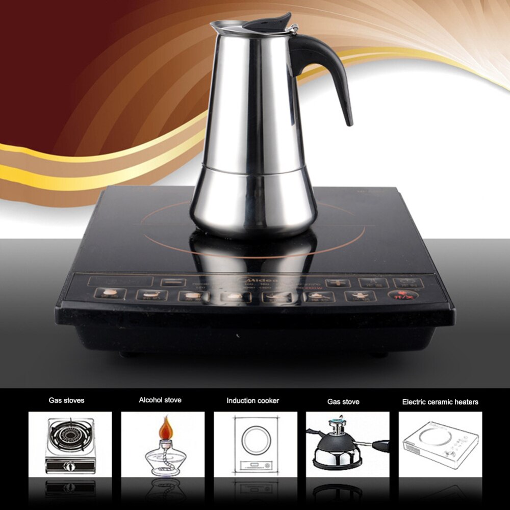 Rustfrit stål kaffemaskine italiensk top moka espresso cafeteira expresso percolator 200/300/450ml komfur kaffemaskine pot