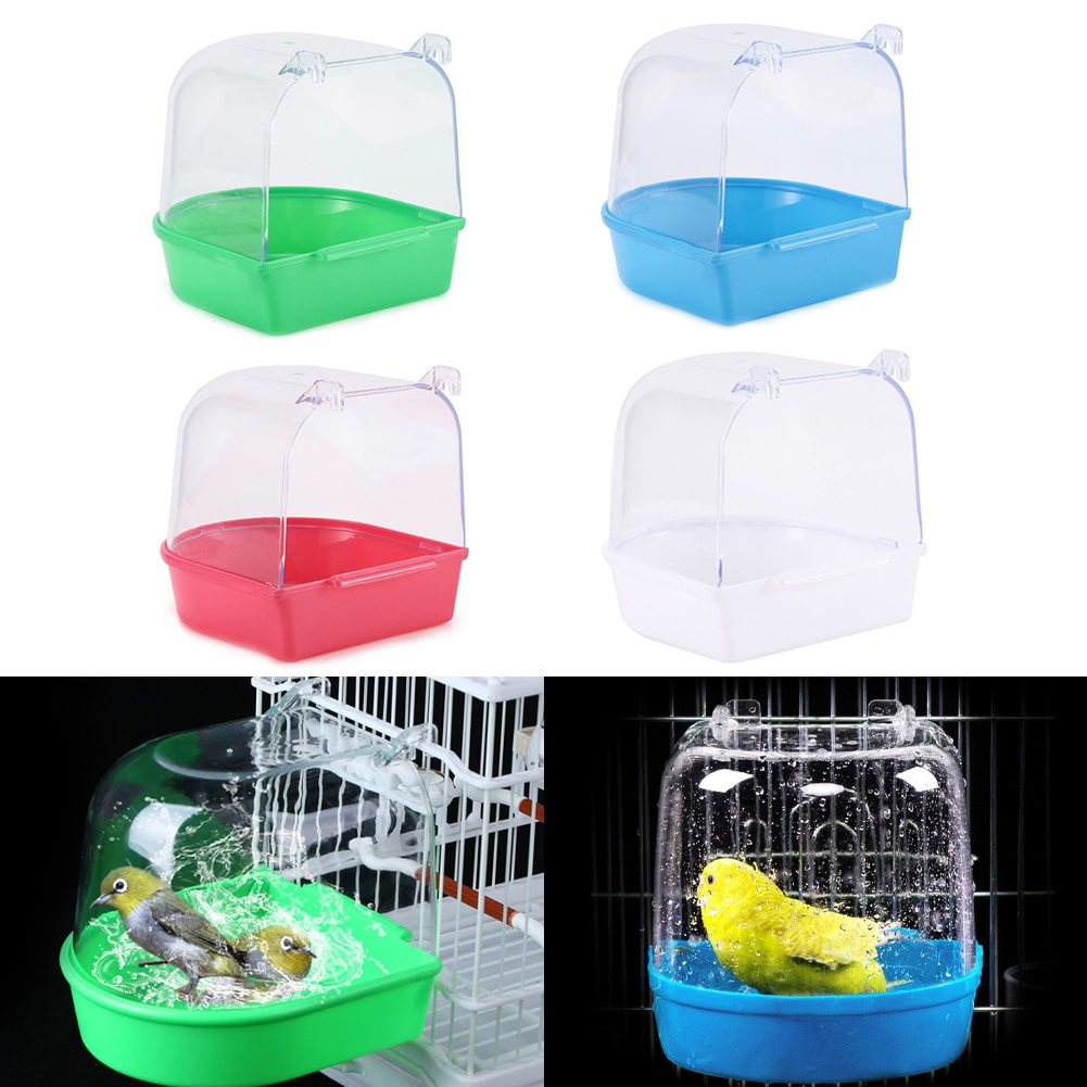 Bird Bathtub Hanging Bird Bath Cage Plastic Parrot Bath Tub Bird Shower Standing Bin Pet Cage Hanging Bowl Birdbath