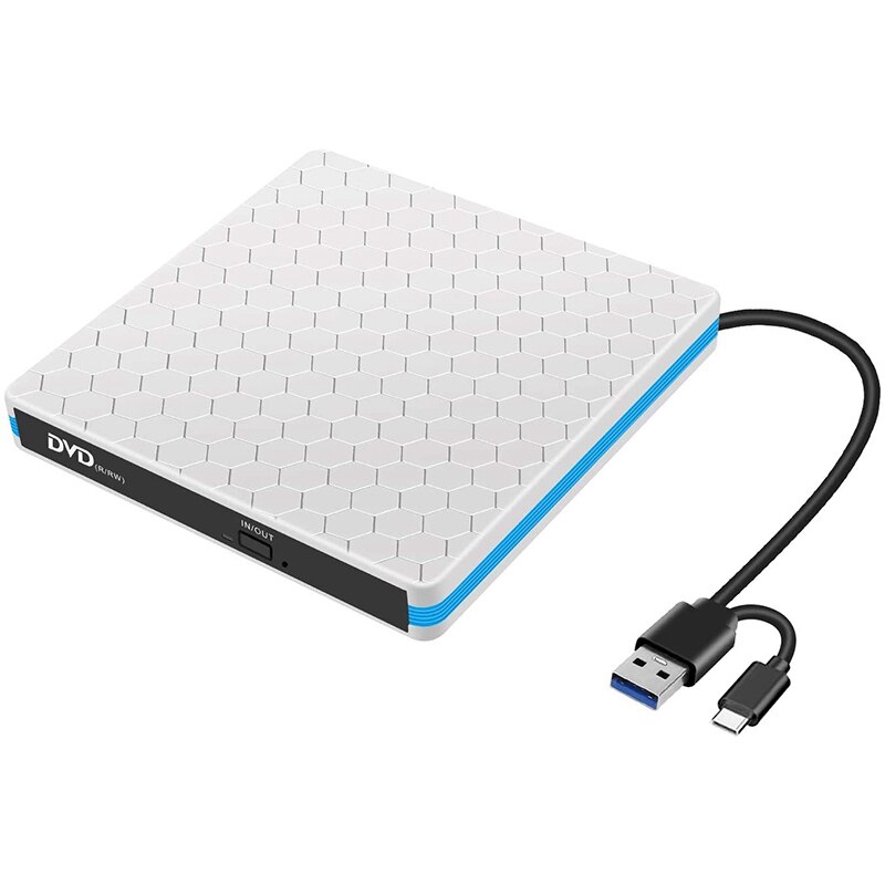 Unità CD DVD esterna con USB 3.0 e type-c, CD-RW USB portatile/masterizzatore del lettore dello scrittore di DVD-RW per Win10/Win7