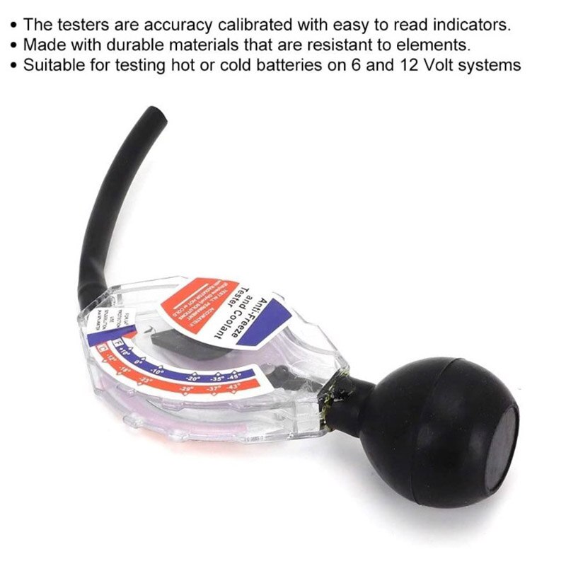 Testeur de haute précision de liquide de refroidissement antigel à cadran 6/12/24V, densiomètre liquide pour batterie de voiture
