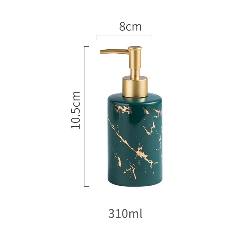310ml Ceramic Soap Dispenser Bathroom Shampoo Bottle Hand Washing Hair Conditioner Marbled Bottles Kitchen Detergent Sub-bottle: Green