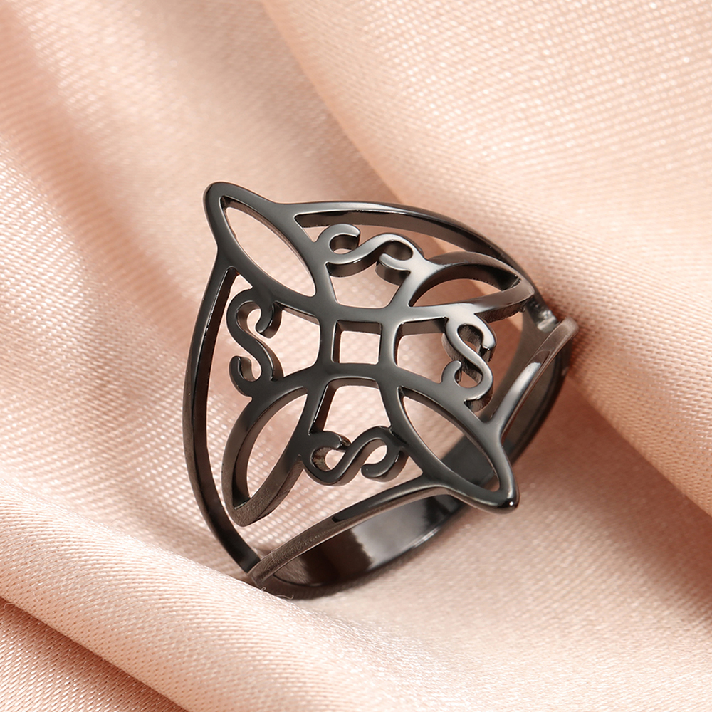 LIKGREAT bague noeud de sorcière pour femmes hommes creux en acier inoxydable bagues celtique Vintage amulette Protection Couple bijoux: 7 / MULTI