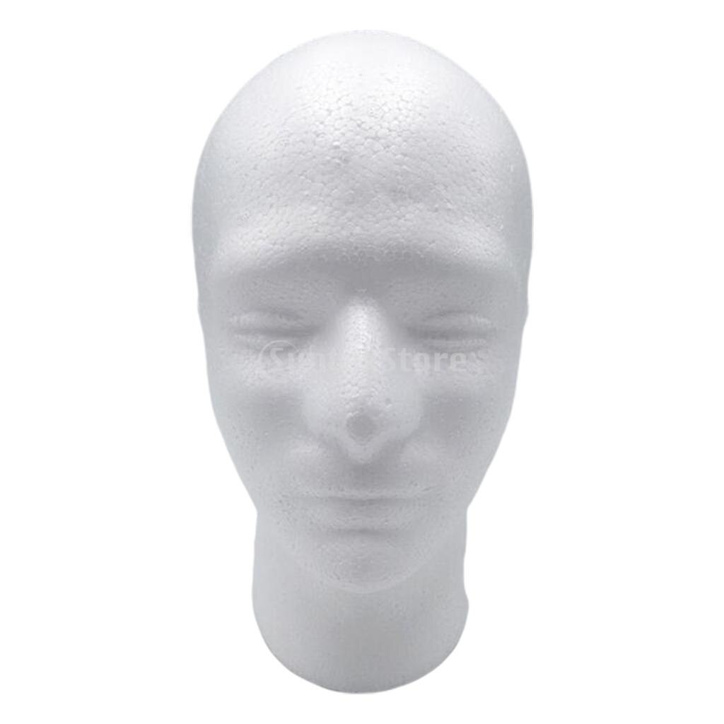 Wit Piepschuim Mans Mannequin Hoofd Stand Model Voor Pruik Hoofddeksels Display Oefenpop