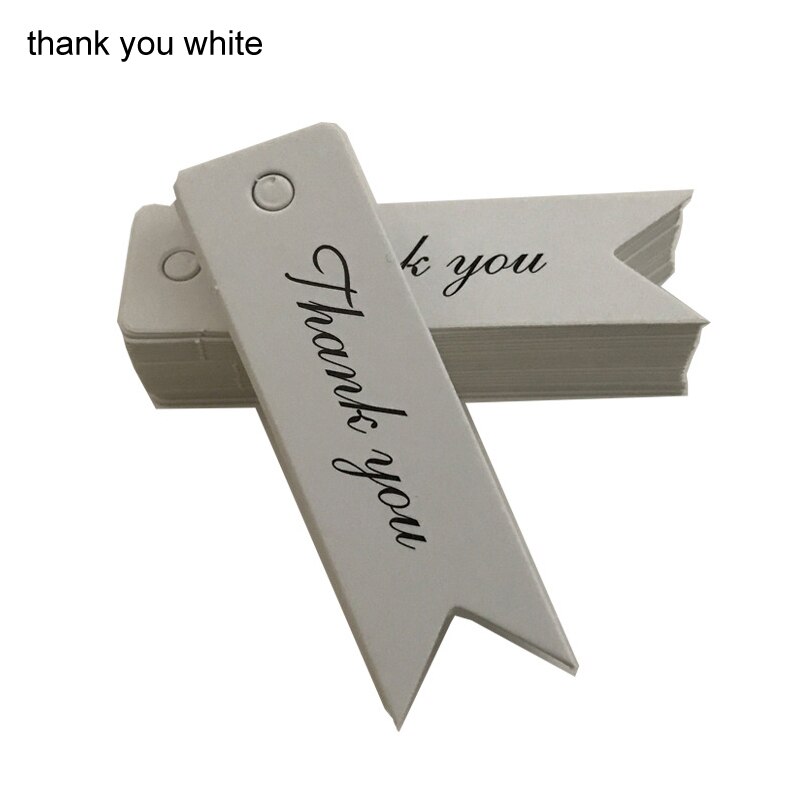 100 stk tags tøj tags små label logo tag kraft papir etiketter diy beklædning syning stof bogmærker: Tak hvid