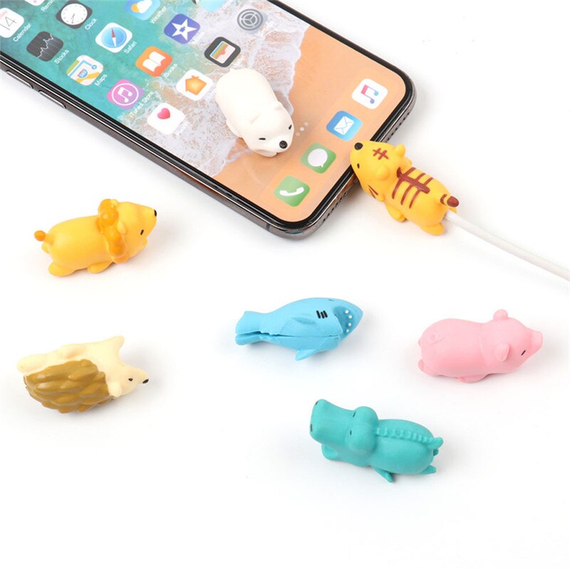 1 stk søde dyr usb oplader kabel bidebeskytter til iphone andriod usb kabel oplader beskytter
