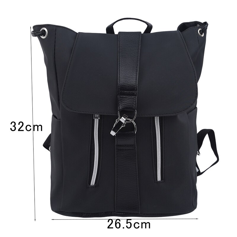 Women Backpack School Bags For Teenager Girls Nylon Zipper Lock Black Femme Mochila Female Backpack Sac A Dos
