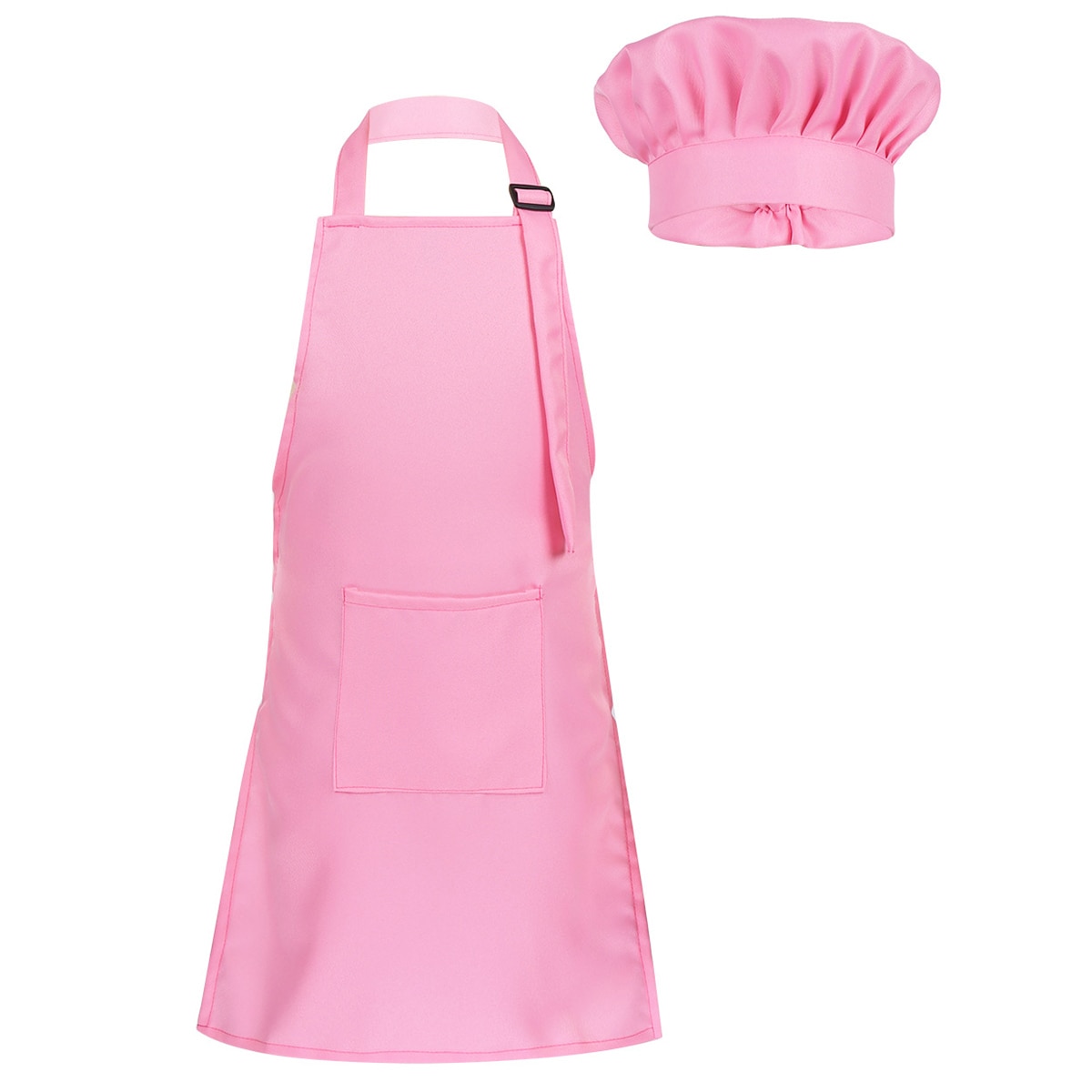 Tablier de cuisine réglable pour enfants, pour garçons et filles, ensemble de chapeaux de Chef, formation à la peinture, à la pâtisserie, à poche avant: M 4-8 years / Pink
