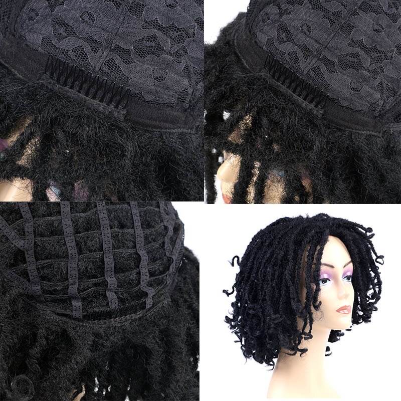 Saisity, peluca de pelo de talla mediana con rastas sintéticos para mujeres africanas, escarcha Ombre marrón con pelo negro, pelucas de trenzas rastas de Crochet Soul