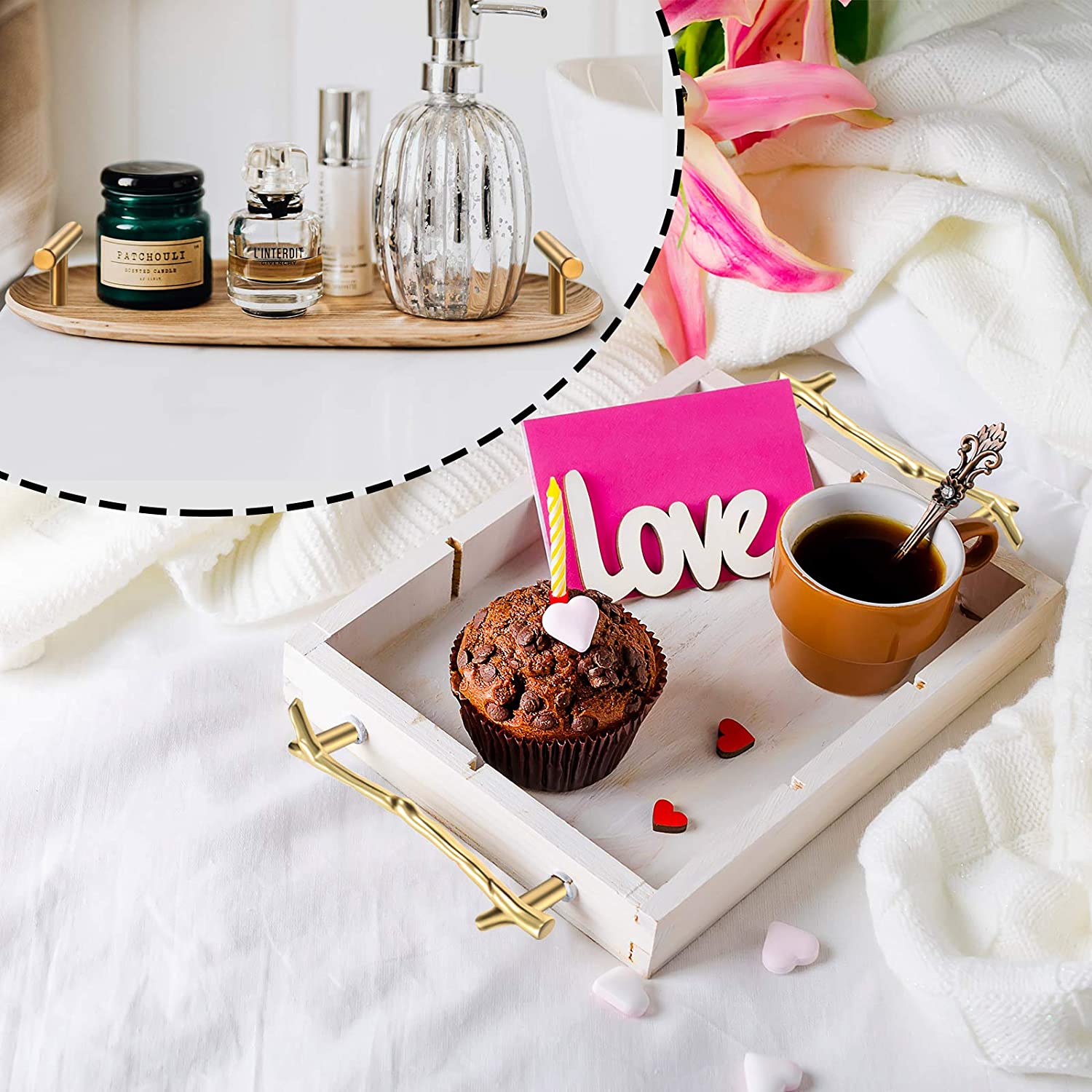 12 Pcs Metal Handles For Tray Resin Stainless Steel Hardware Handles With Screw Sets Drawer Kitchen Cabinet Door