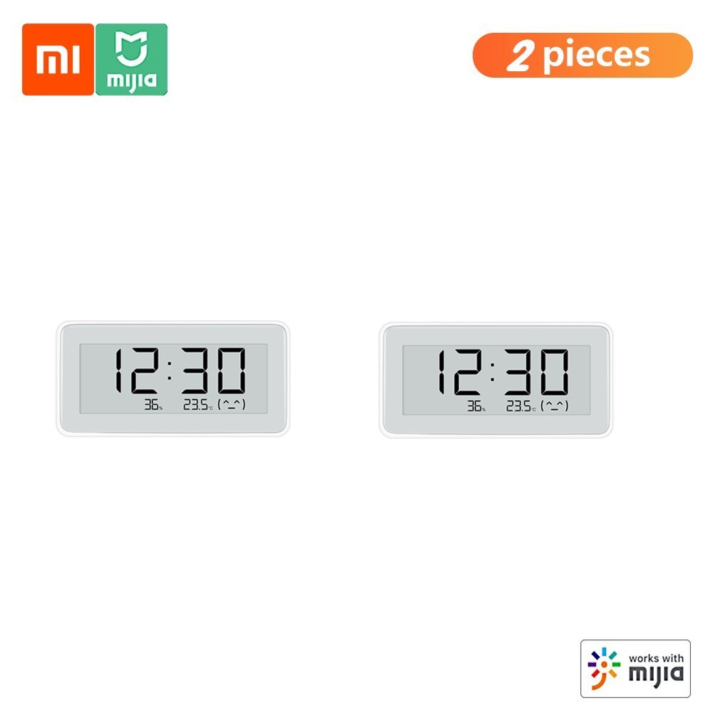 Xiaomi BT Thermometer 2 Wireless Smart Electric Digital Hygrometer Humidity Sensor Work with Mijia APP white thermometer: L Size 2 pc