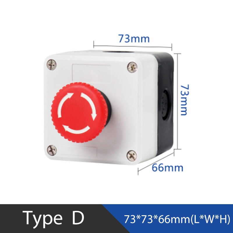 DIY 1P 5A Elevator Power Start Push Button Switch Control Box Emergency Stop IP65 Waterproof Indicator Light: D