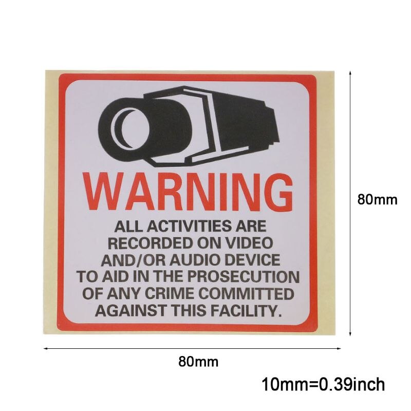 8 Stuks Waarschuwing Stickers Security Camera In Gebruik Self-Garenloos Veiligheid Label Tekenen Decal