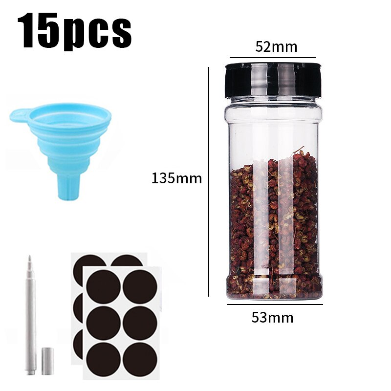 230Ml 15/20Pcs Zout En Peper Shakers Spice Container Food Grade Materiaal Spice Organisator Bus Set Keuken: 15pcs