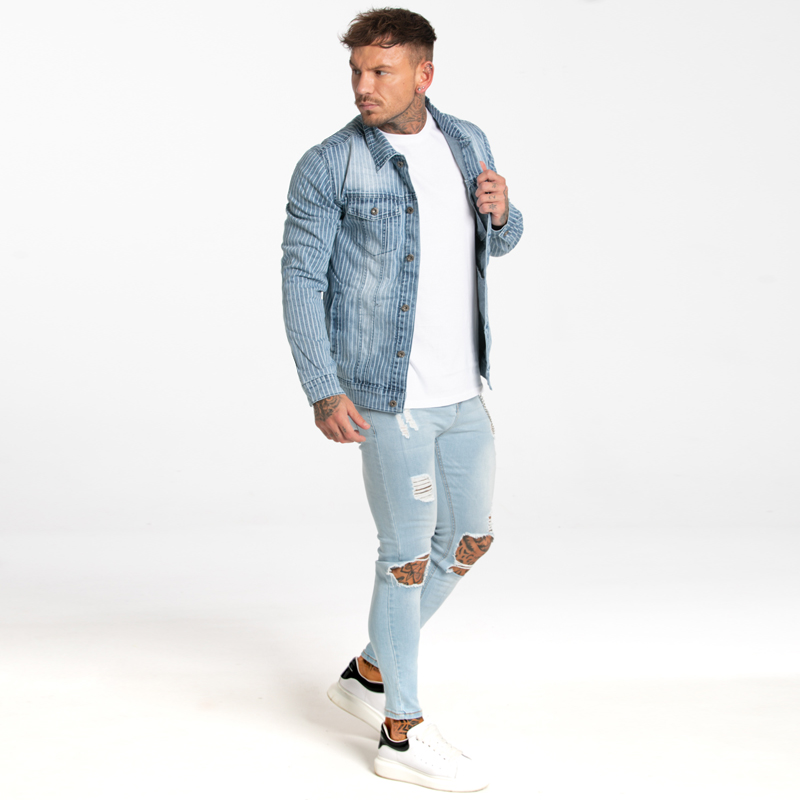 GINGTTO Jeansshorts voor Mannen Skinny Shorts Slim fit Casual Korte Denim Slim Fit Blauw (34