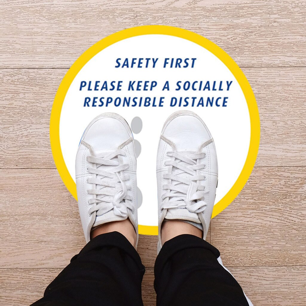 6PC Ground sign Isolated label Please Keep Wait Here Stand Here Keep 6ft in Between Distance Marker Floor 30CM diameter