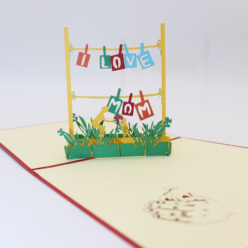 3D Mother's Day Card Handmade Paper Greeting Cards Decor Blessing Card for Mother Party Greeting Invitations Cards
