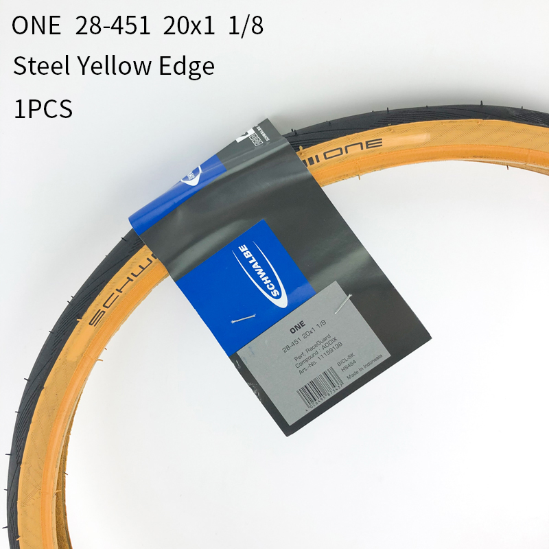 Schwalbe stålwire cykeldæk 20 tommer 28-406 451 sort gul kantdæk et 20 x 1.10 til foldecykel lille hjul cykeldæk: 28-451 gule 1pc
