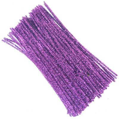 100 stuks kinderknutsels pluche stokjes handgemaakte kunst diy materialen shilly stick speelgoed educatief diy speelgoed voor kinderen: Paars