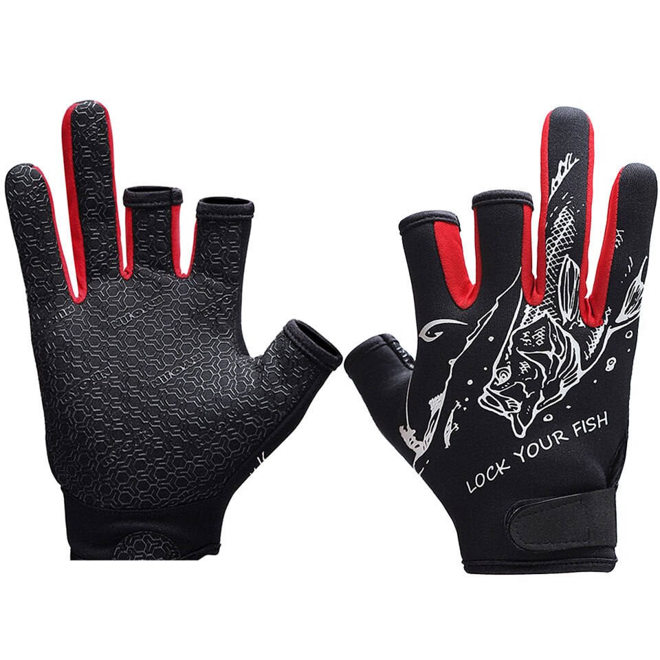 Fiskehandskar m/l/xl storlek skuren trefingerhandskar slitstarka fiskehandskar