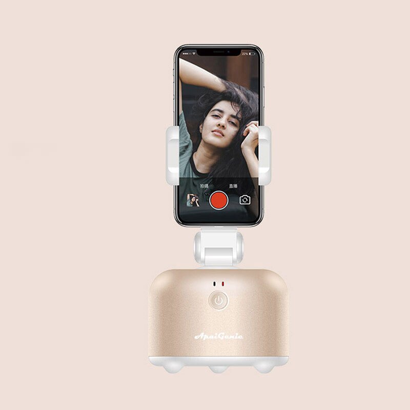 Support de téléphone, Rotation à 360 degrés, suivi automatique du visage, perche de Selfie, cardan, suivi d'objet vidéo intelligent, prise de vue: Doré