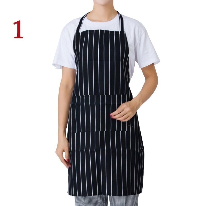 Delantal para Chef de cocina para hombre y mujer, vestido con 2 bolsillos, estilo Simple, para camarero y restaurante: 1