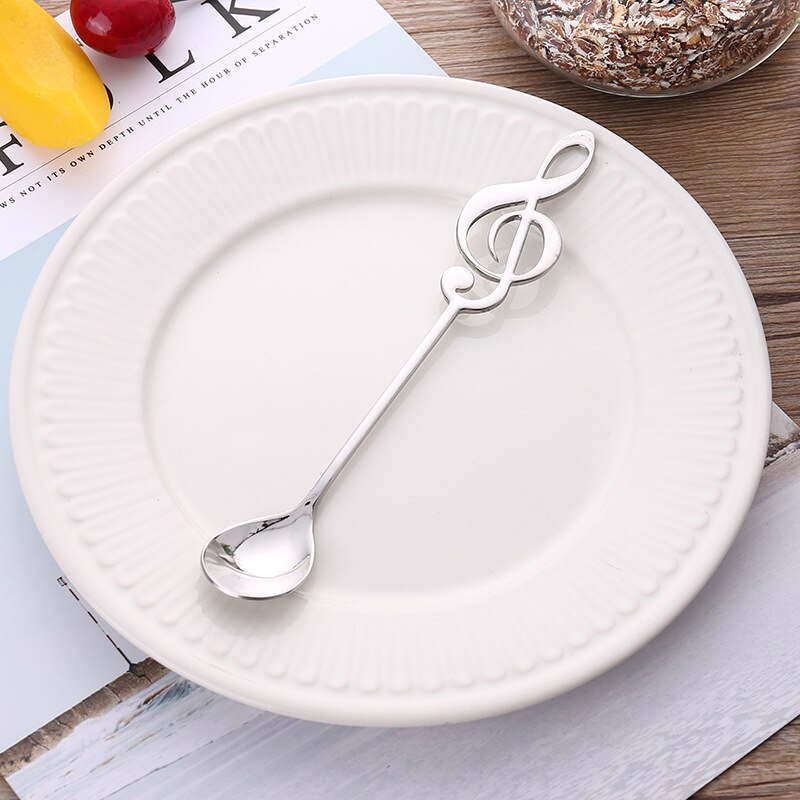 Sked liten glod silver rostfritt stål rund te kaffesked för yoghurt glass dessert långskaftad sked bestick kök: Silver-