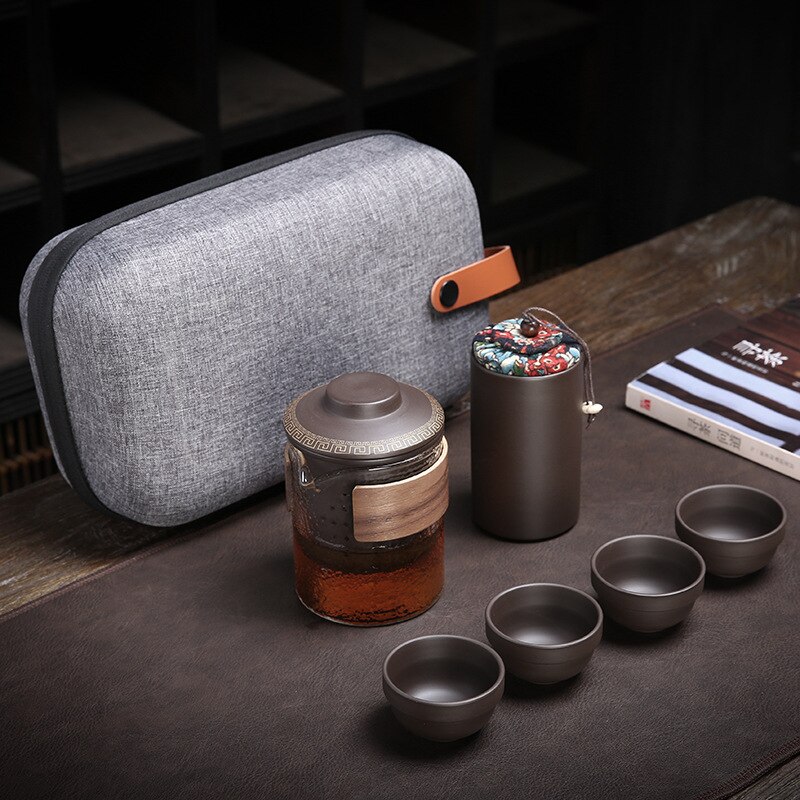 Travel tea set portable teapot teacup mug teapot tea set tea maker teapot 4 cups Kung Fu travel teacupTeapot for tea: 3