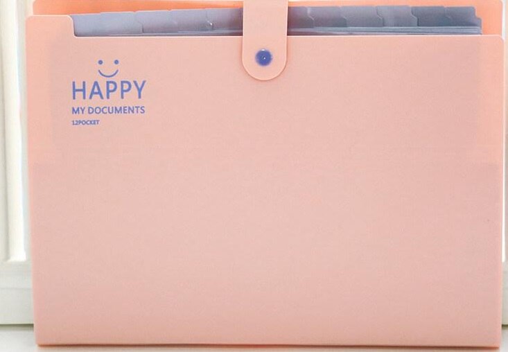 Expandable 12 Layers Documents Files Folders Bags A4 Paper Expanding Files Folder Pockets Accordions Documents Organizers: Pink