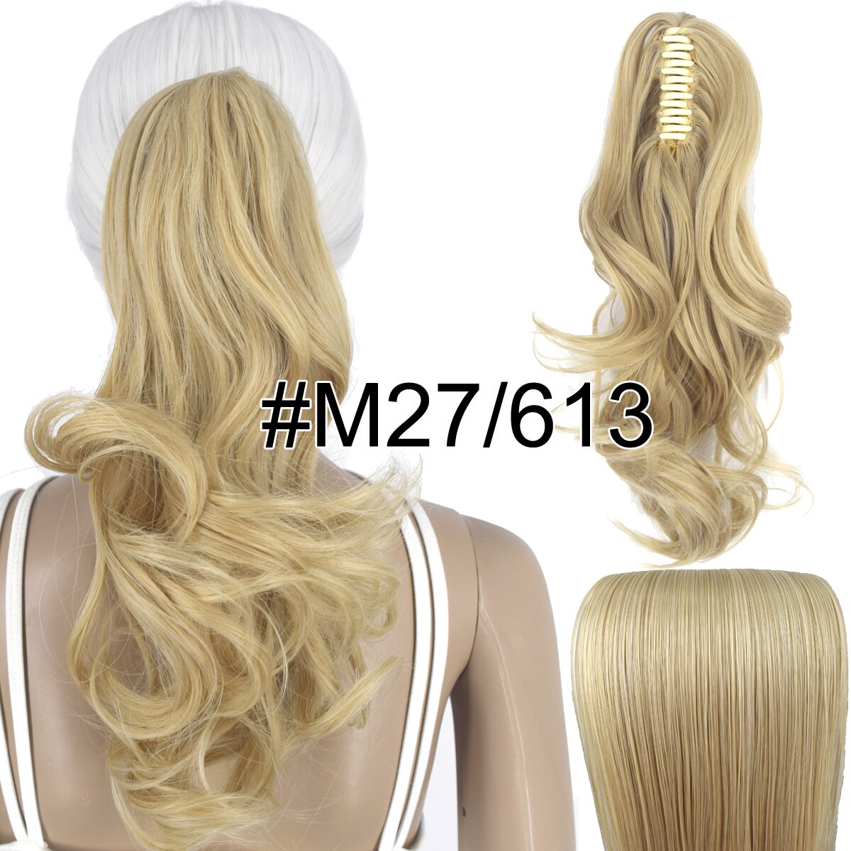 Topreety Hittebestendige Synthetische Haar 90gr 14 "35 Cm Golvend Claw Clip In/Op Paardenstaart Hair Extensions CP-222: M27-613