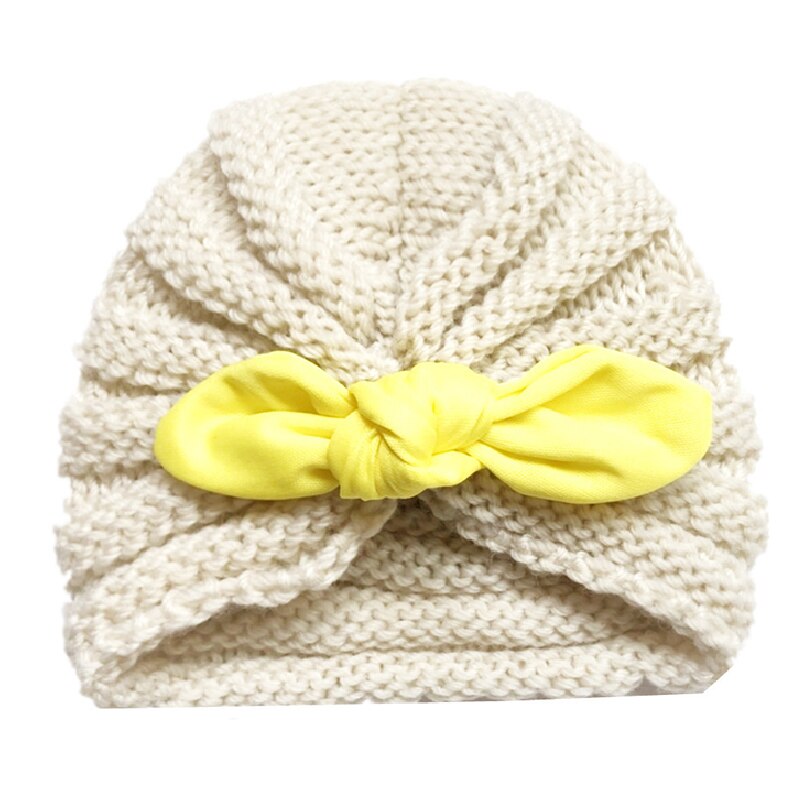 Gorro turbante con Orejas de conejo para niña bebé, turbante, gorro tejido de lana lisa, diadema, sombrero para niño, diadema, gorro para niño, gorro, gorro para chico, niños: Beige