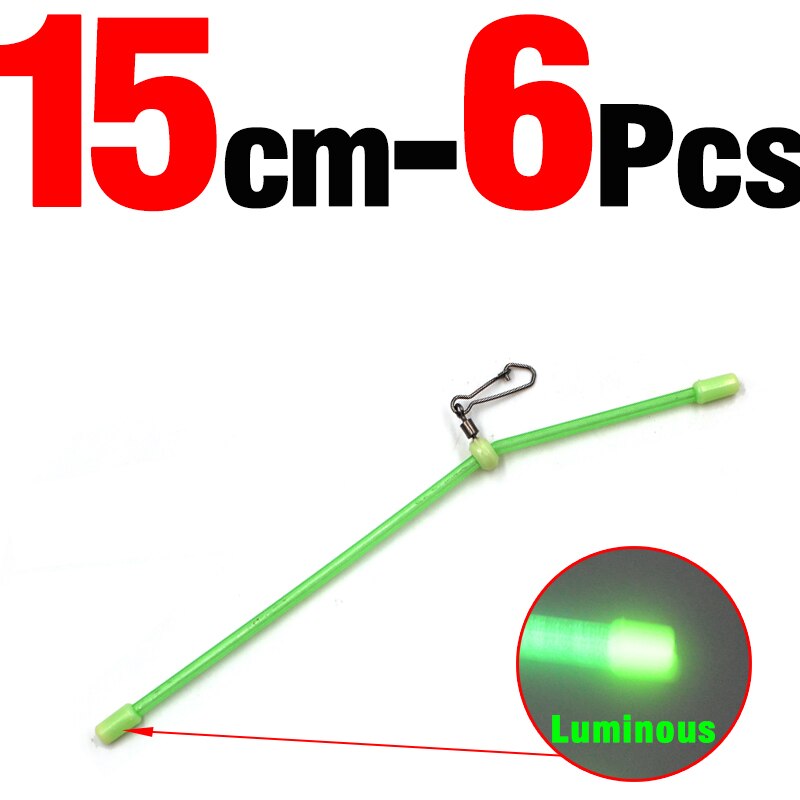 Mnft 6 stk anti-tangle bomme havfiskegrej plastrør balancebeslag lysende fiskegruppe fiskesnøre pesca: Str. 15cm 6 stk