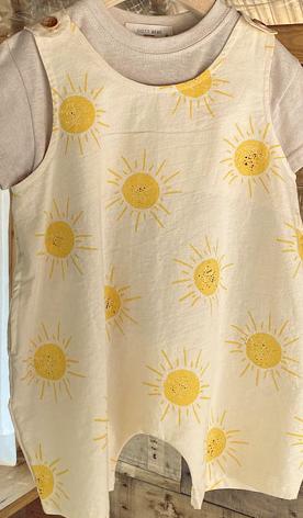 2022 Baby-strampler mit sonnenmuster, langärmelig, süßer Overall aus baumwolle, für jungen und mädchen, lockere freizeitkleidung: Nur aprikosenfarbener strampler / 6-9m 73cm